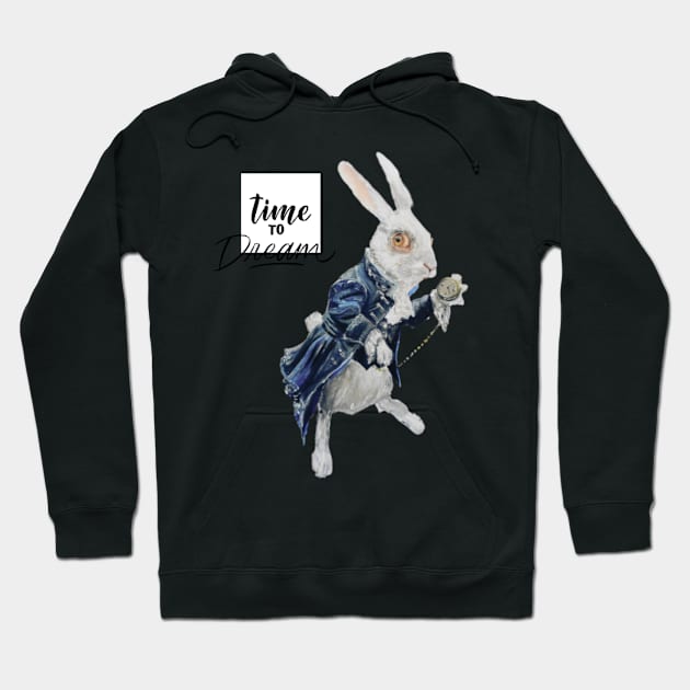 Time to Dream White Rabbit Alice In Wonderland Hoodie by saraperry